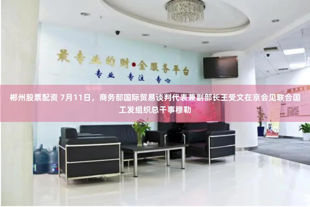 郴州股票配资 7月11日，商务部国际贸易谈判代表兼副部长王受文在京会见联合国工发组织总干事穆勒