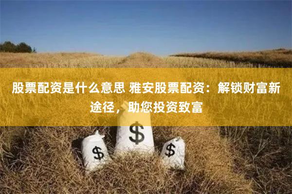 股票配资是什么意思 雅安股票配资：解锁财富新途径，助您投资致富